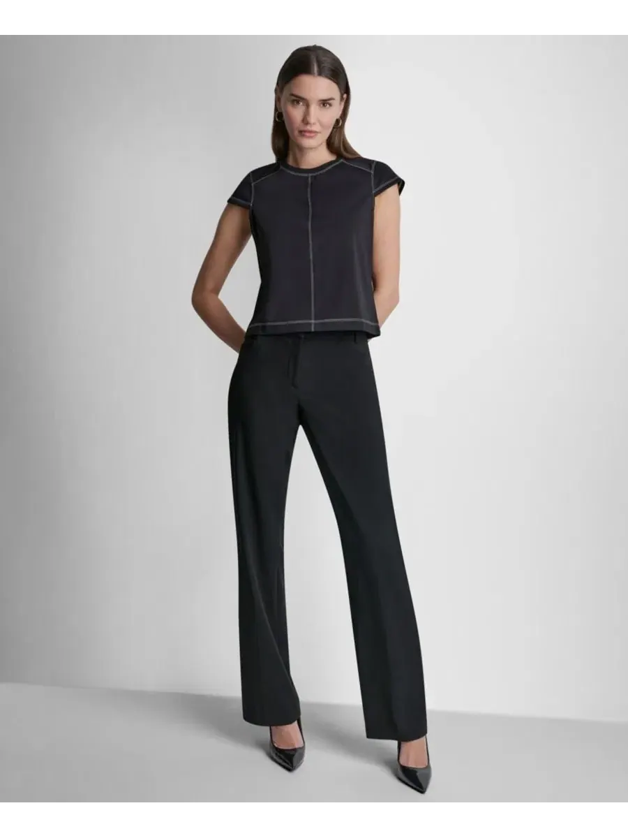 Топ с капюшоном и коротким рукавом City Ponte DKNY — изображение 6 из 7, черный/слоновая кость