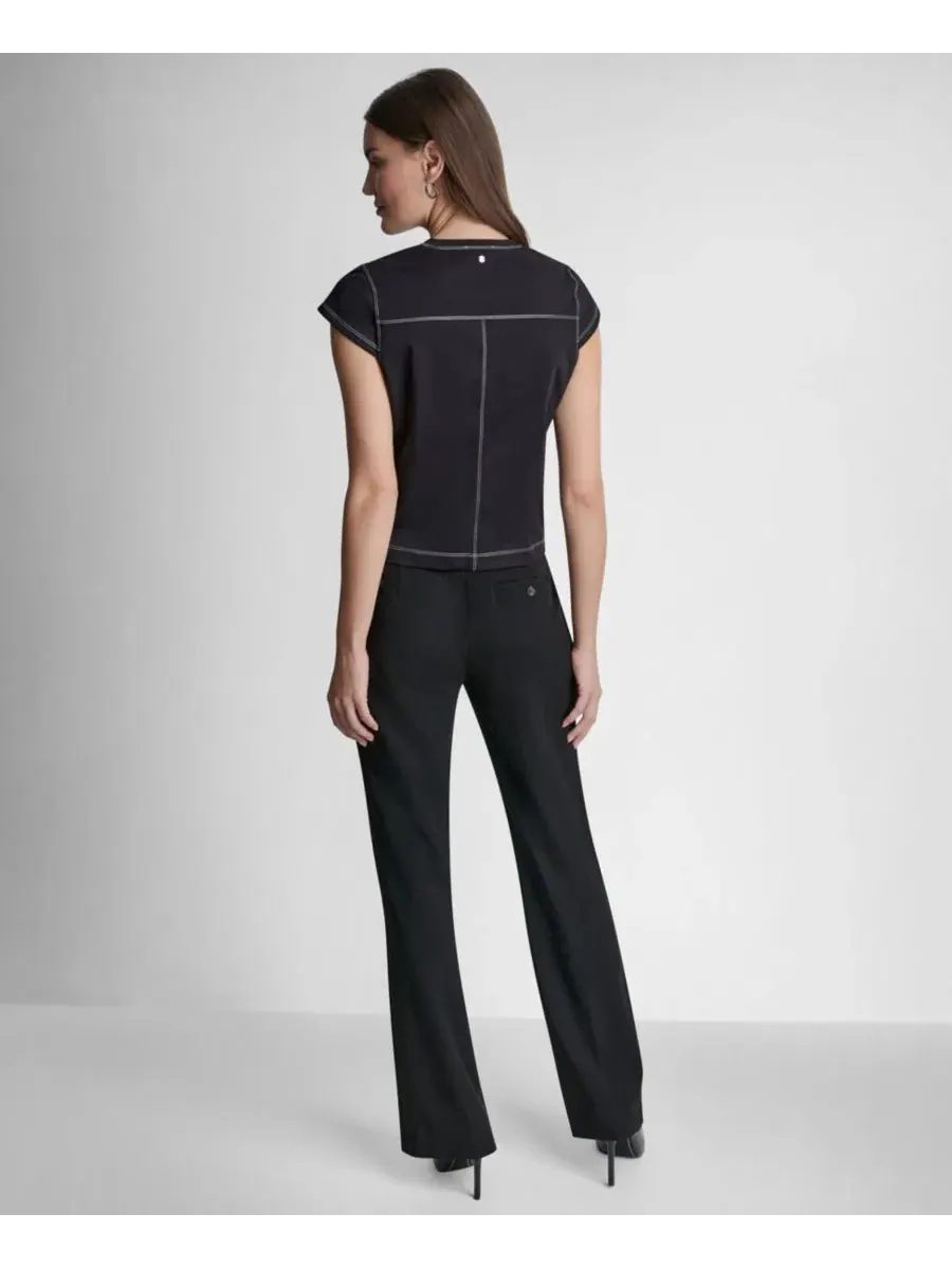 Топ с капюшоном и коротким рукавом City Ponte DKNY — изображение 7 из 7, черный/слоновая кость
