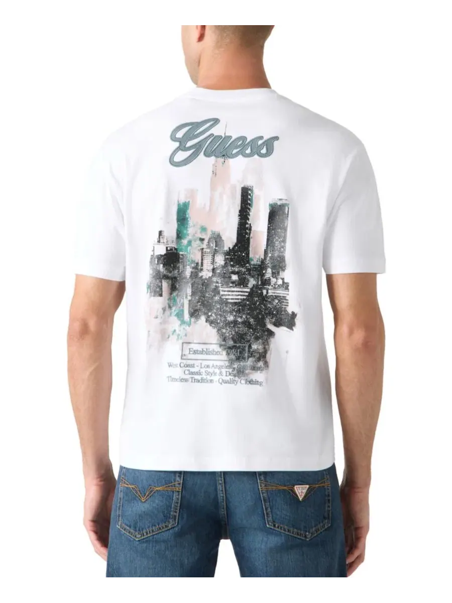 Футболка с принтом Watercolor City GUESS — изображение 1 из 3, белый