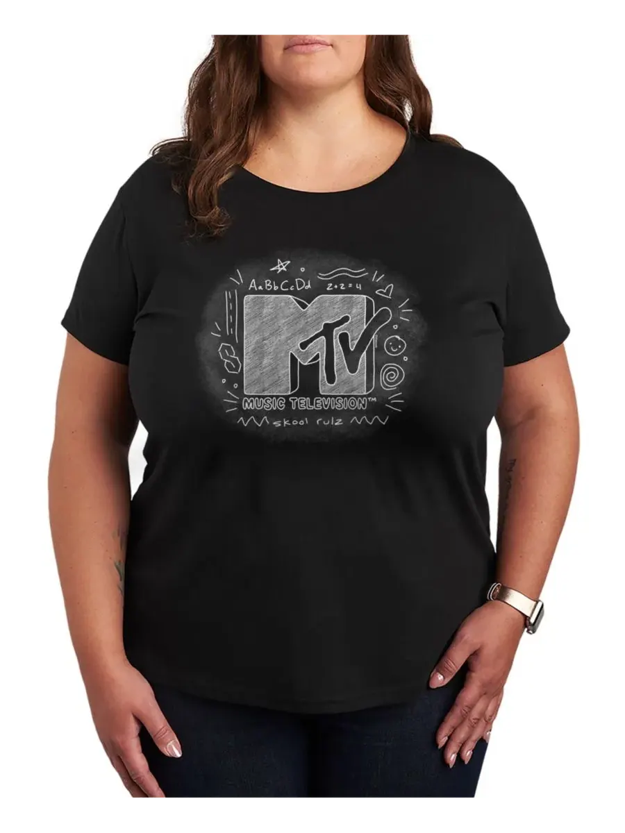 Футболка с графическим принтом MTV Chalkboard Logo Hybrid Apparel — изображение 1 из 3, черный