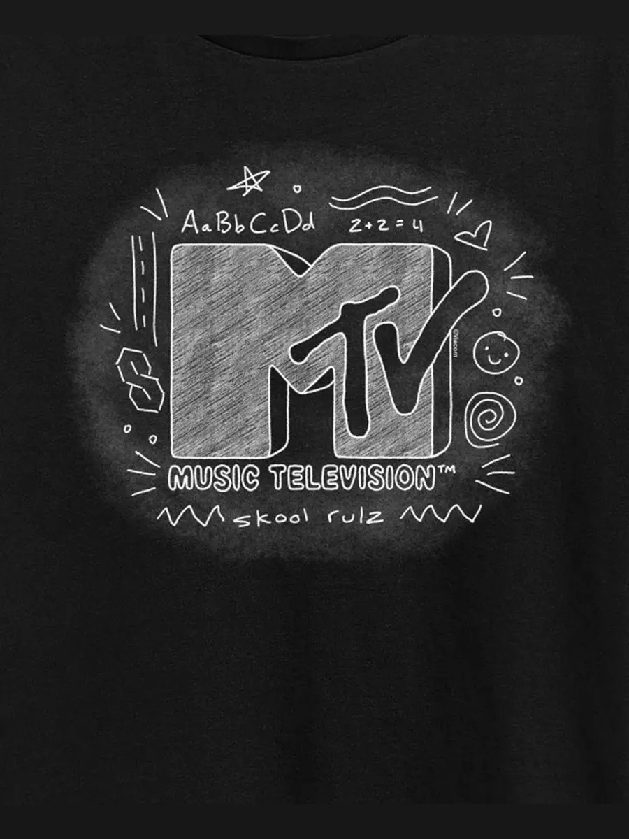 Футболка с графическим принтом MTV Chalkboard Logo Hybrid Apparel — изображение 3 из 3, черный