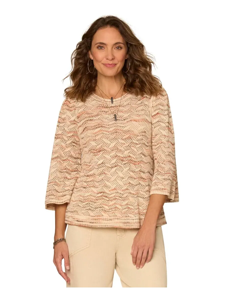 Свитер с круглым вырезом и рукавами-колокол, модель Petite Round Neck Pull-On Democracy — изображение 1 из 3