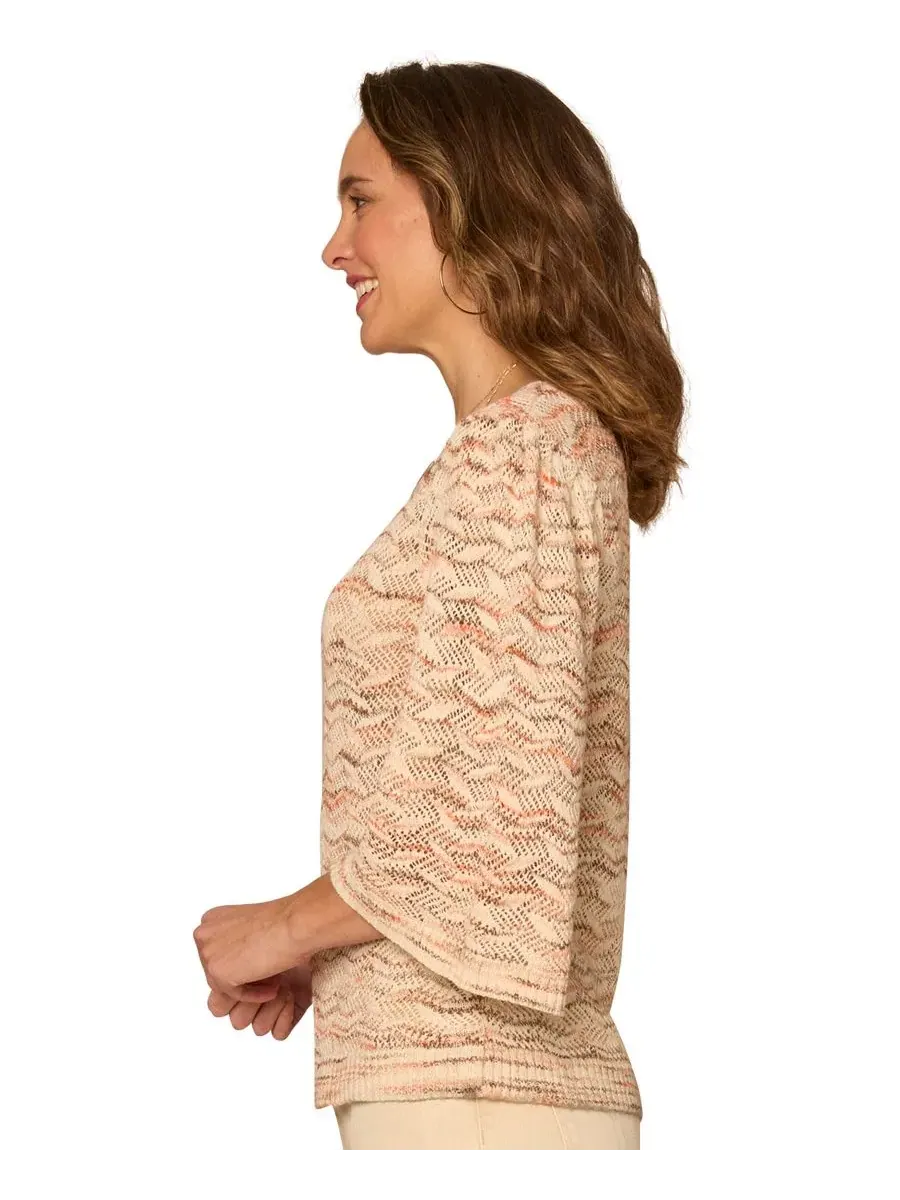 Свитер с круглым вырезом и рукавами-колокол, модель Petite Round Neck Pull-On Democracy — изображение 2 из 3