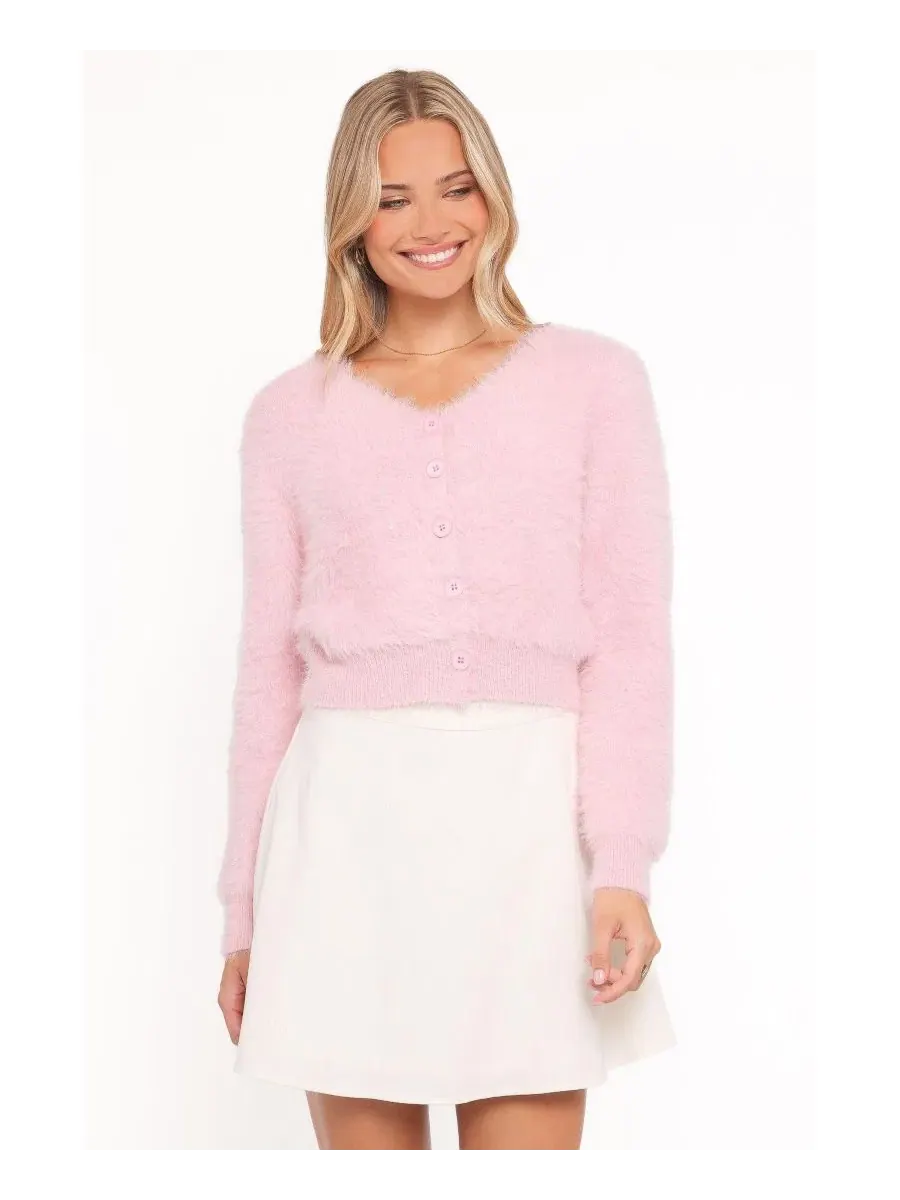 Кардиган Evelin Cropped Fuzzy-Knit V-Neck Petal and Pup