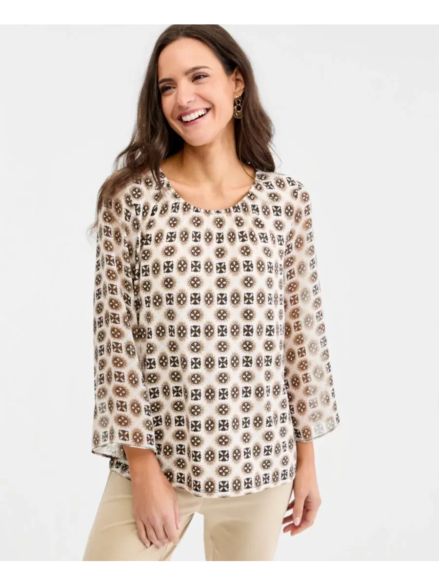 Блузка с длинным рукавом 3/4, с принтом JM Collection