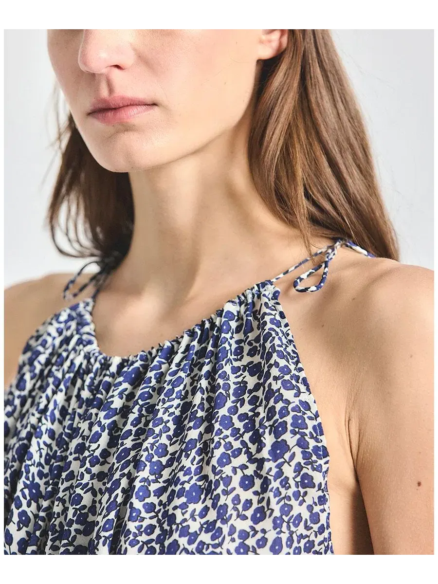 Топ с цветочным принтом, с запахом и пеплумом, без рукавов, Avery Floral Print Smocked Sleeveless — изображение 3 из 5