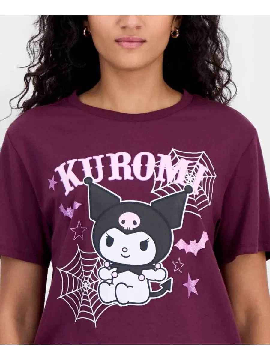 Футболка с принтом Kuromi Spiderweb Grayson Threads, The Label — изображение 3 из 4, винный