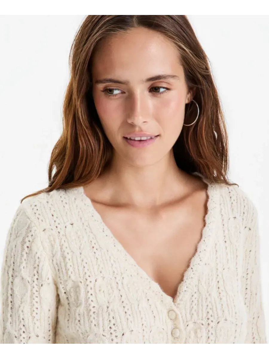 Кардиган женский с поясом и баской, модель Femme Peplum Tie-Waist And Now This — изображение 3 из 4, коричневый