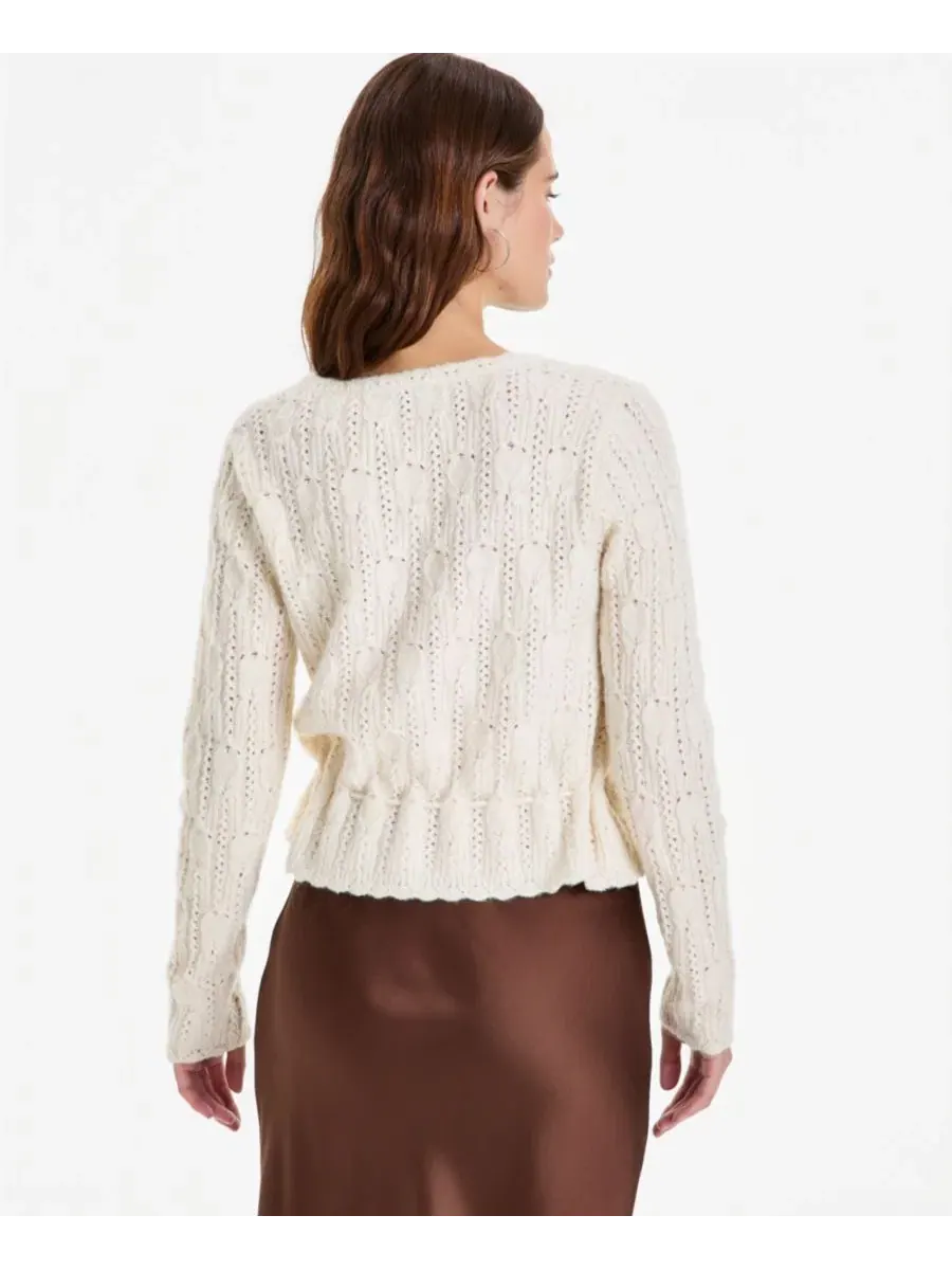 Кардиган женский с поясом и баской, модель Femme Peplum Tie-Waist And Now This — изображение 4 из 4, коричневый