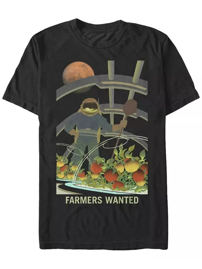 Футболка с коротким рукавом для мужчин NASA Mars Farmers Wanted Fifth Sun — изображение 1 из 1, черный