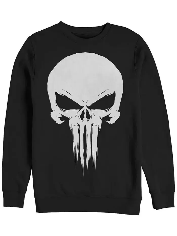 Мужская толстовка Marvel Punisher с логотипом в виде черепа, флис с круглым вырезом Fifth Sun — изображение 1 из 1, черный