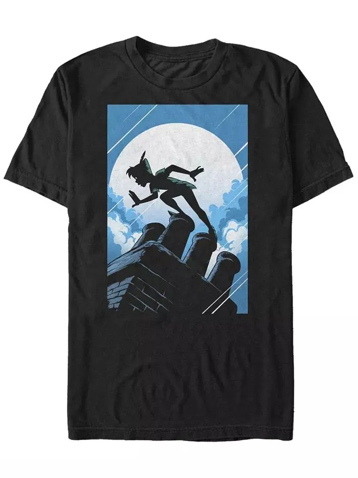 Футболка с коротким рукавом Disney Men's Peter Pan Curious Shadow Silhouette Fifth Sun — изображение 1 из 1, черный