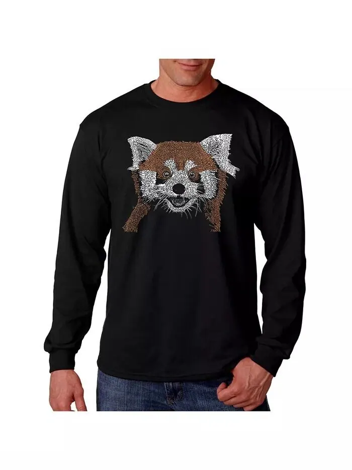 Мужская футболка с длинным рукавом Word Art - Red Panda LA Pop Art — изображение 1 из 2, черный