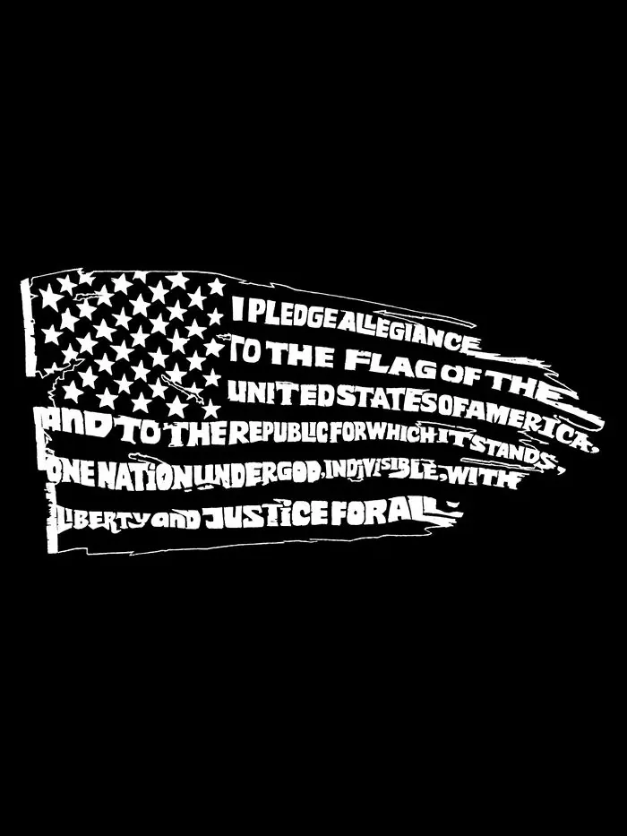 Мужская футболка с длинным рукавом и надписью «Pledge of Allegiance Flag» LA Pop Art — изображение 2 из 2, черный