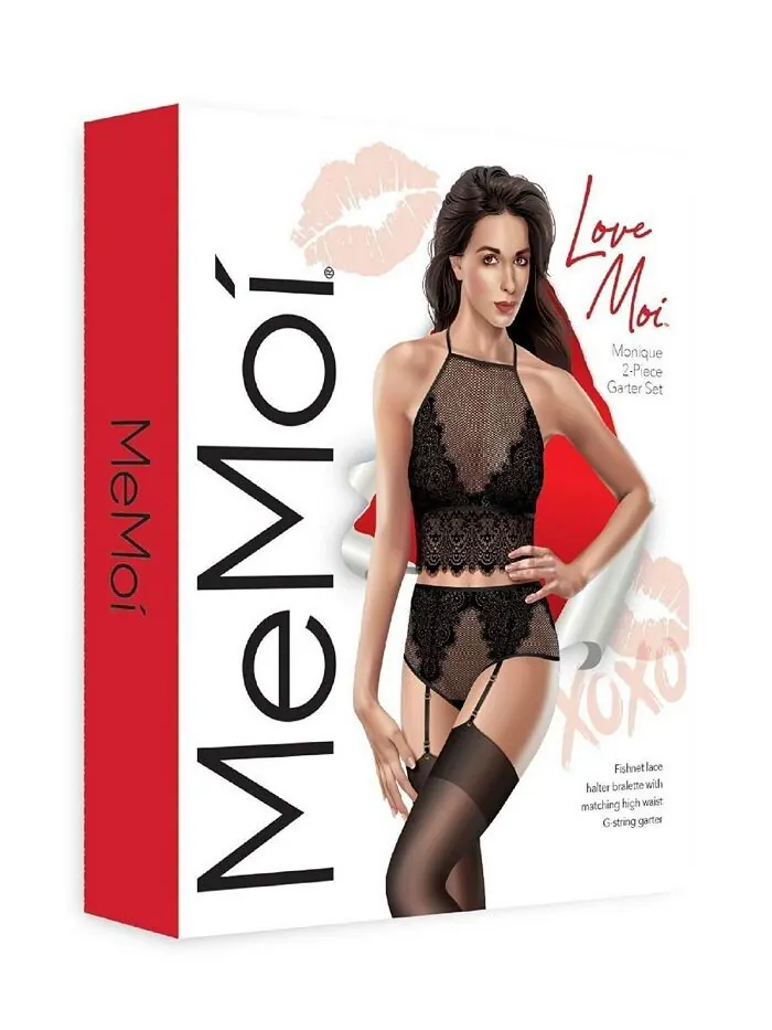 Женский комплект с подвязками Monique из 2 предметов MeMoi — изображение 4 из 4, черный