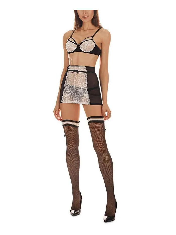 Женский комплект из 3 кружевных подвязок Bianca Lusty MeMoi — изображение 1 из 4, черный