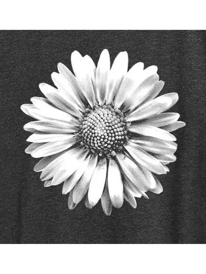 Белая футболка больших размеров с рисунком Daisy Hybrid Apparel — изображение 2 из 3, темно-серый