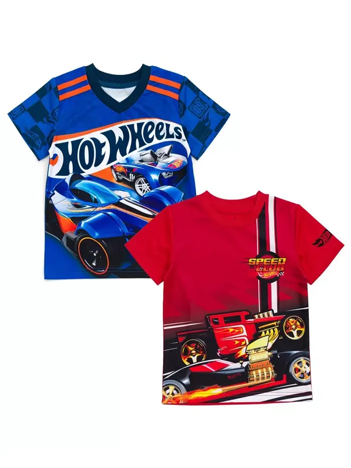 Детские футболки для мальчиков, 2 штуки, спортивные Hot Wheels — синий