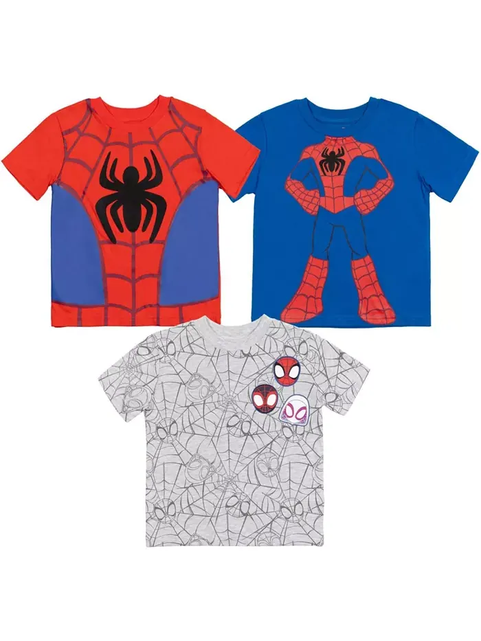 Футболки Marvel Avengers для мальчиков, 3 шт. в наборе Spidey and His Amazing Friends — красный