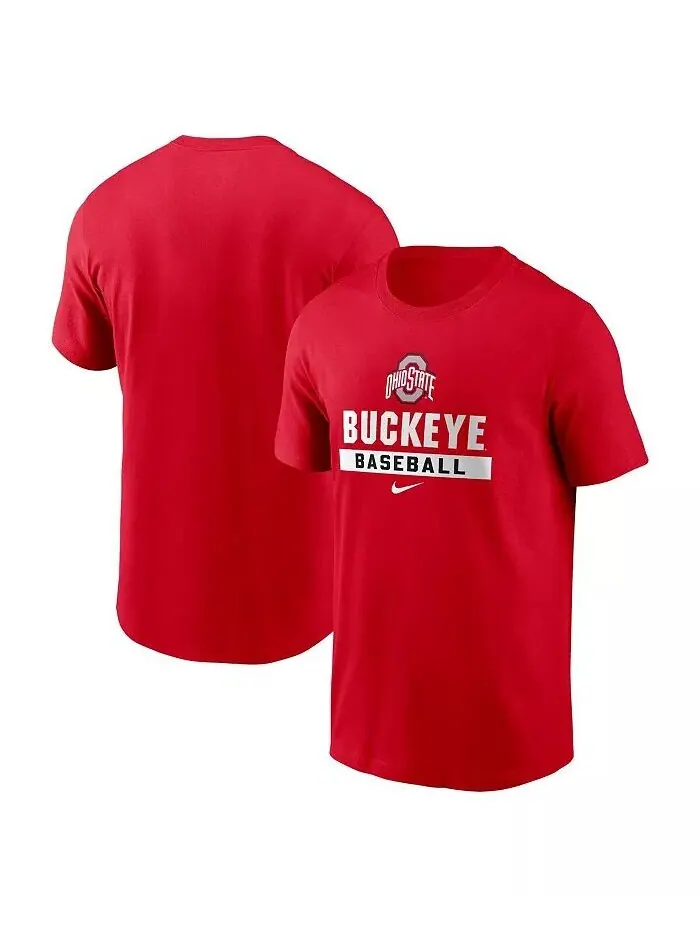 Мужская бейсбольная футболка Scarlet Ohio State Buckeyes Nike — изображение 1 из 3, алый