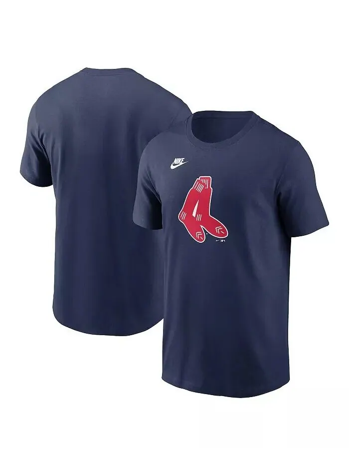 Мужская темно-синяя футболка с логотипом команды Boston Red Sox Cooperstown Collection Nike — изображение 1 из 3, темно-синий