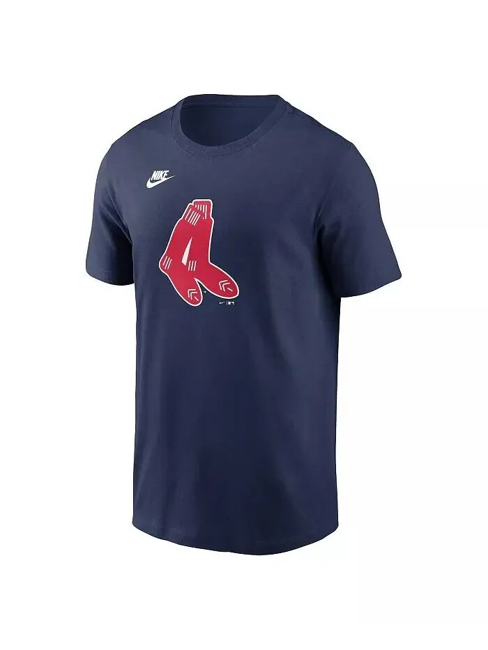 Мужская темно-синяя футболка с логотипом команды Boston Red Sox Cooperstown Collection Nike — изображение 2 из 3, темно-синий