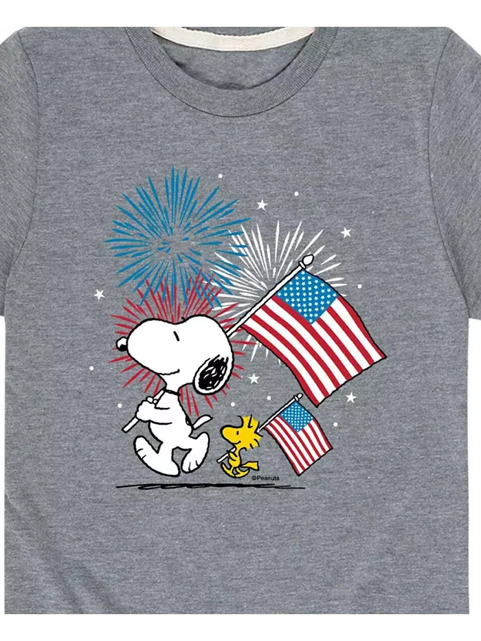 Футболка для мальчиков с принтом "Американа Фейерверк" Peanuts — изображение 3 из 3, серый