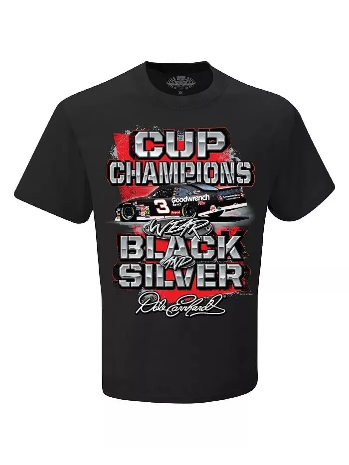 Мужская черная футболка Dale Earnhardt Champions Wear Checkered Flag Sports — изображение 2 из 3, черный