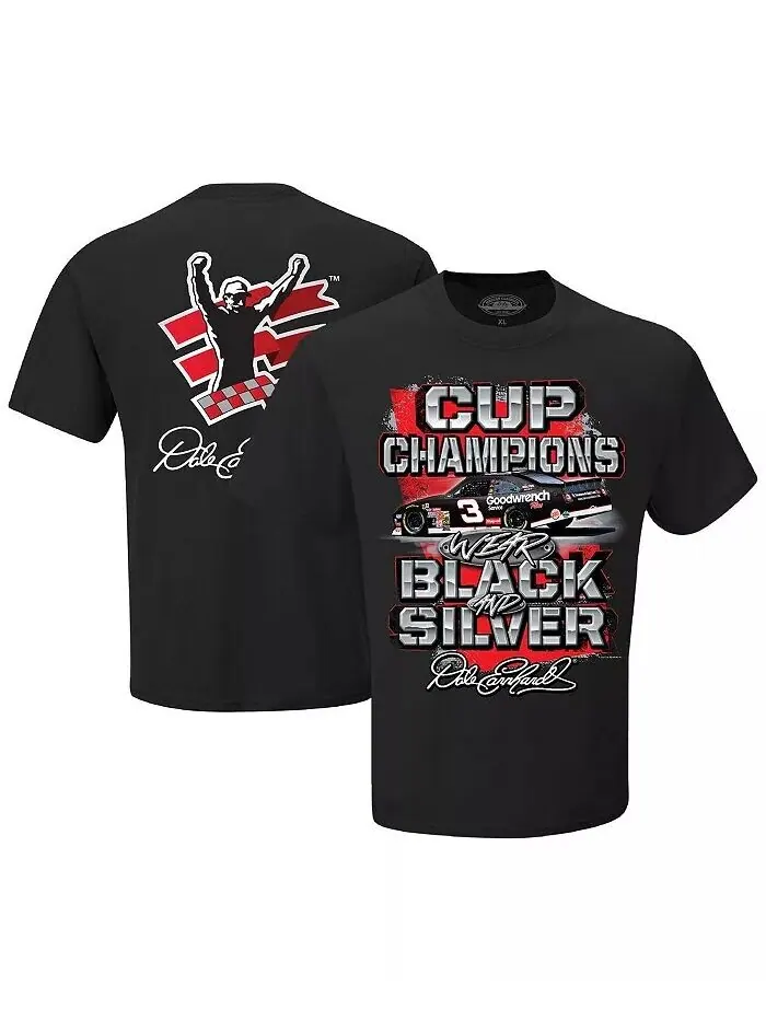 Мужская черная футболка Dale Earnhardt Champions Wear Checkered Flag Sports