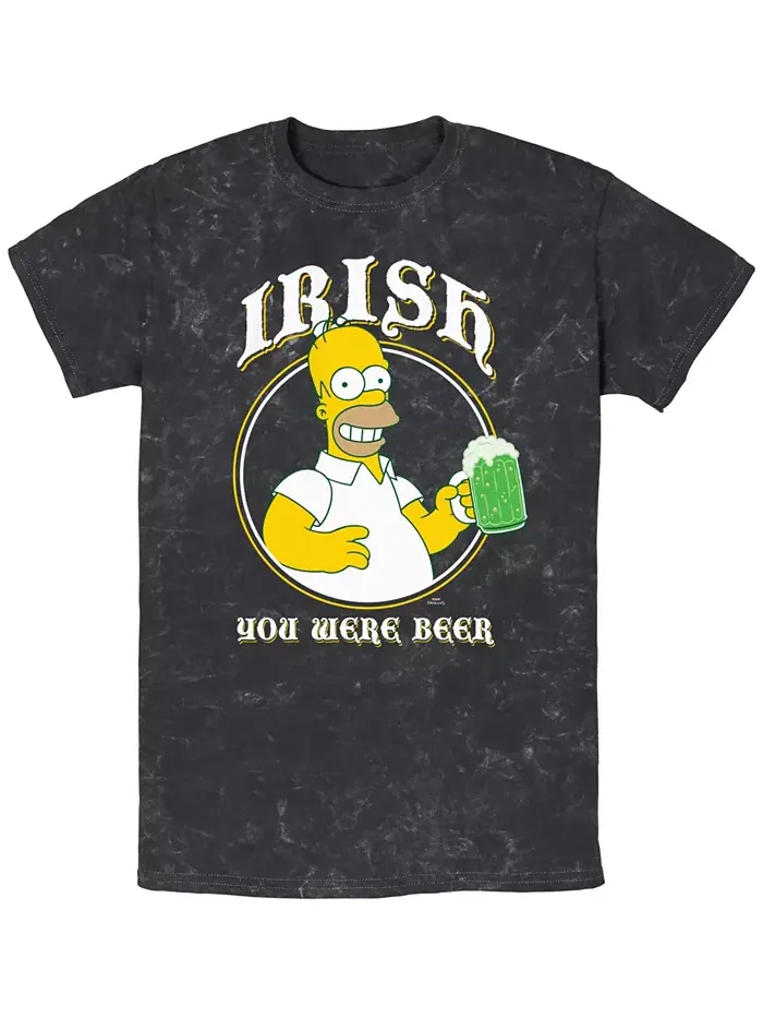 Мужская футболка с коротким рукавом Irish You Were Beer The Simpsons — изображение 1 из 3, черный