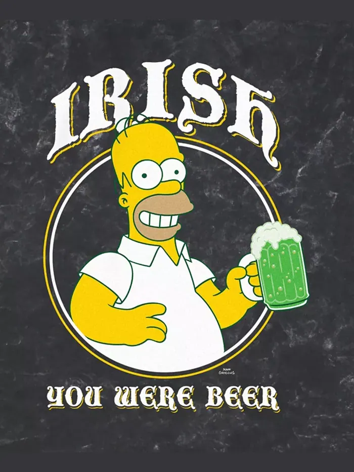 Мужская футболка с коротким рукавом Irish You Were Beer The Simpsons — изображение 3 из 3, черный