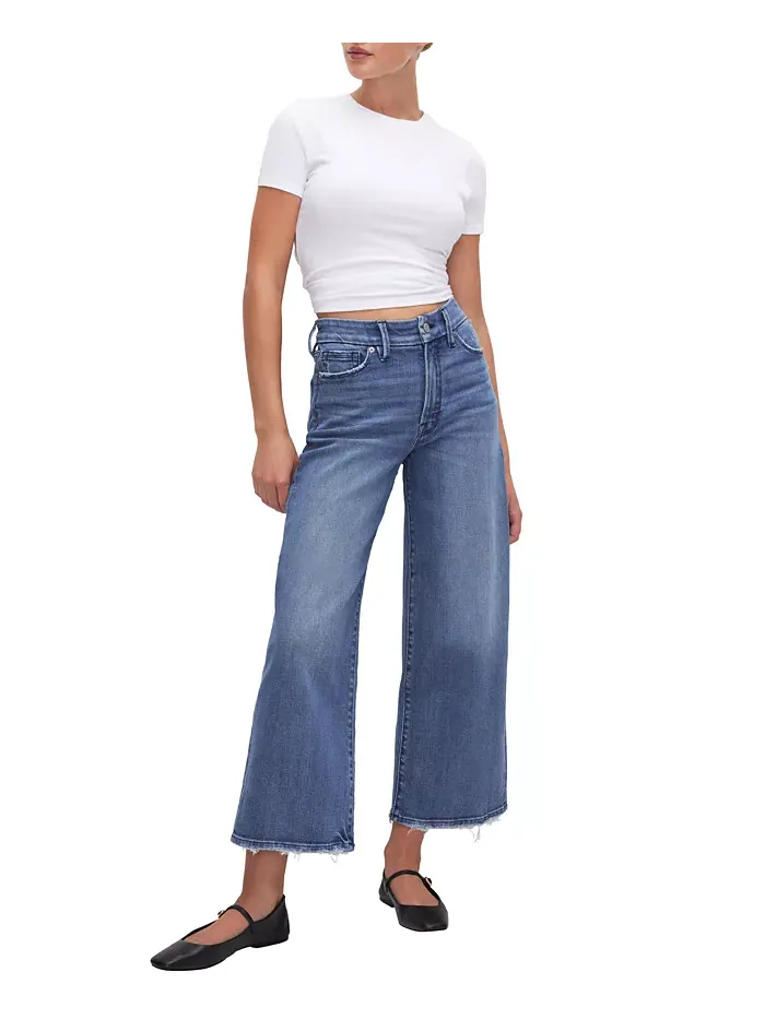 Женские укороченные джинсы-палаццо Good Waist Good American