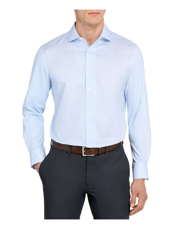 Мужская геометрическая гибридная рубашка с длинным рукавом Slim Fit Easy Care MICHELSONS OF LONDON — изображение 1 из 5