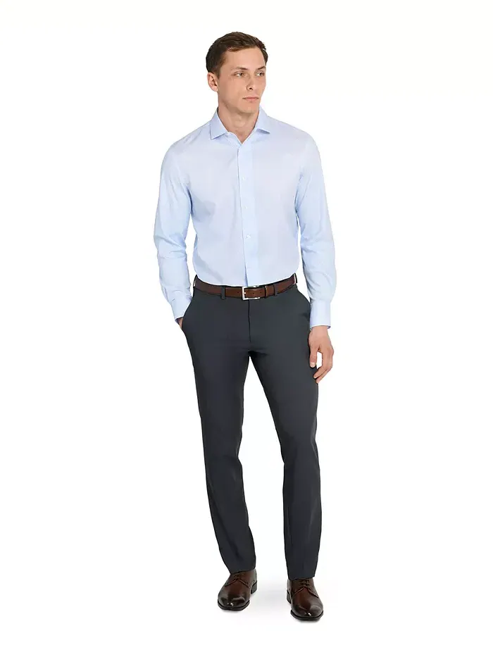 Мужская геометрическая гибридная рубашка с длинным рукавом Slim Fit Easy Care MICHELSONS OF LONDON — изображение 3 из 5