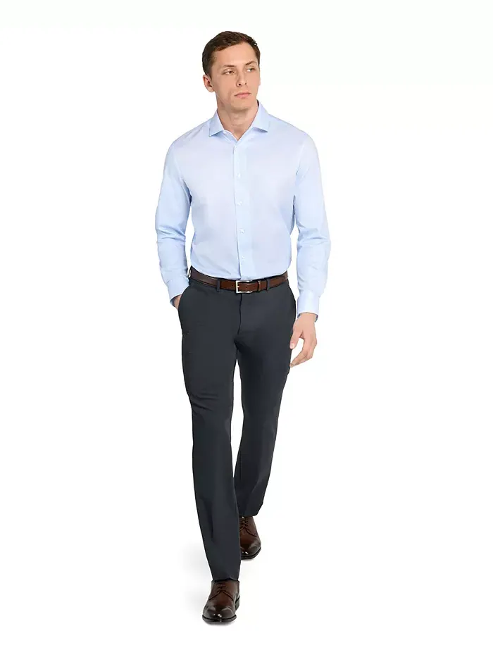 Мужская геометрическая гибридная рубашка с длинным рукавом Slim Fit Easy Care MICHELSONS OF LONDON — изображение 5 из 5