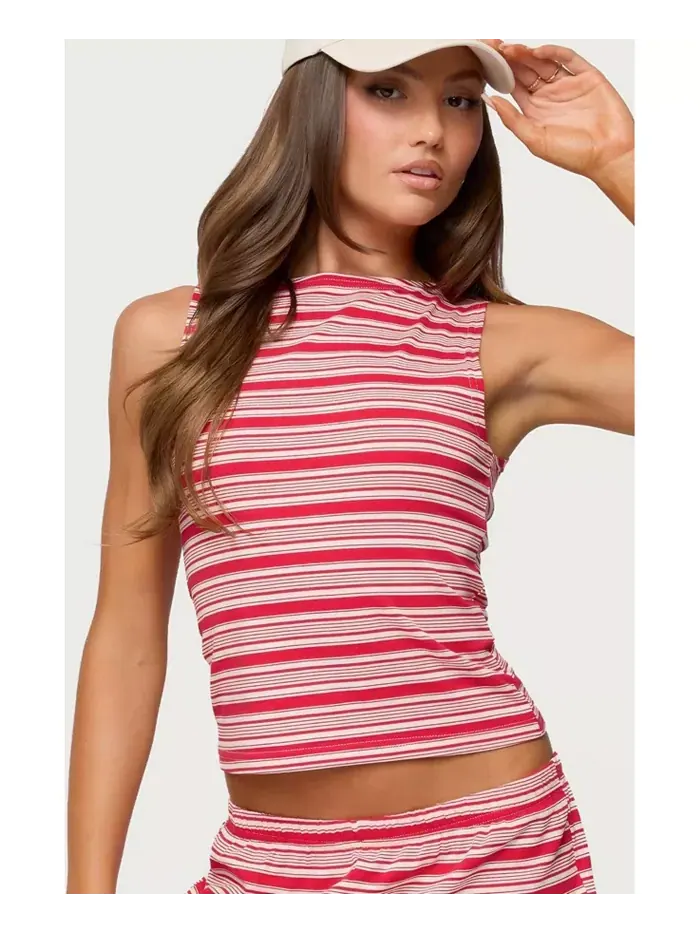 Женский топ Glennon Striped Edikted — изображение 1 из 5, красный--белый