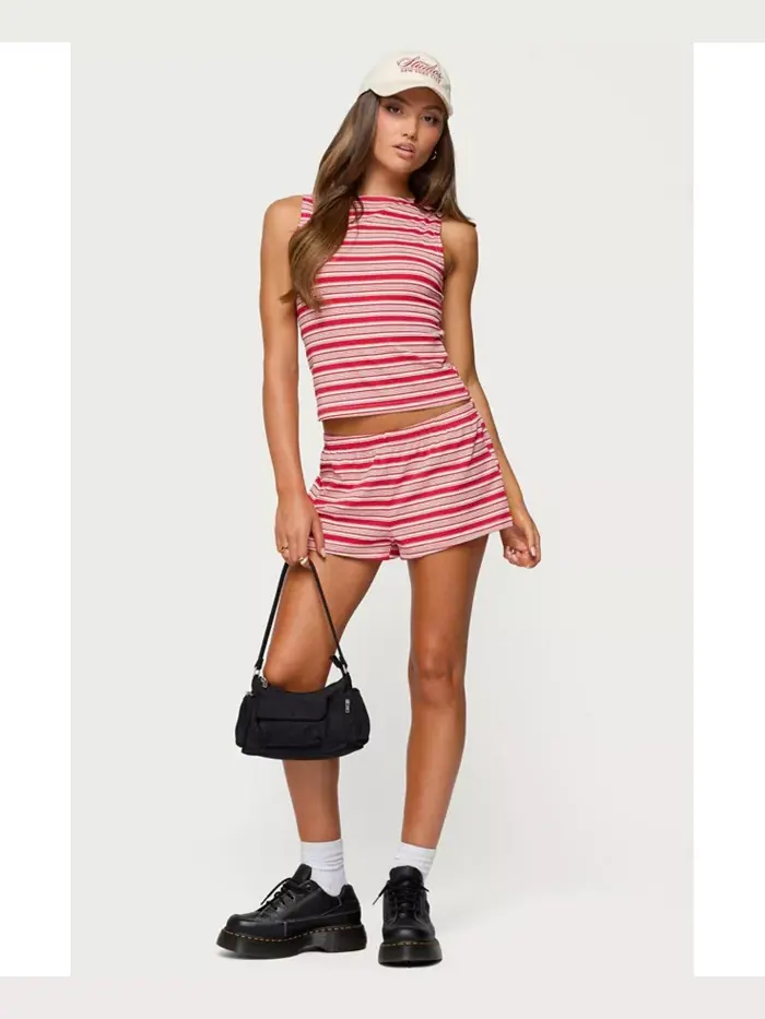 Женский топ Glennon Striped Edikted — изображение 4 из 5, красный--белый