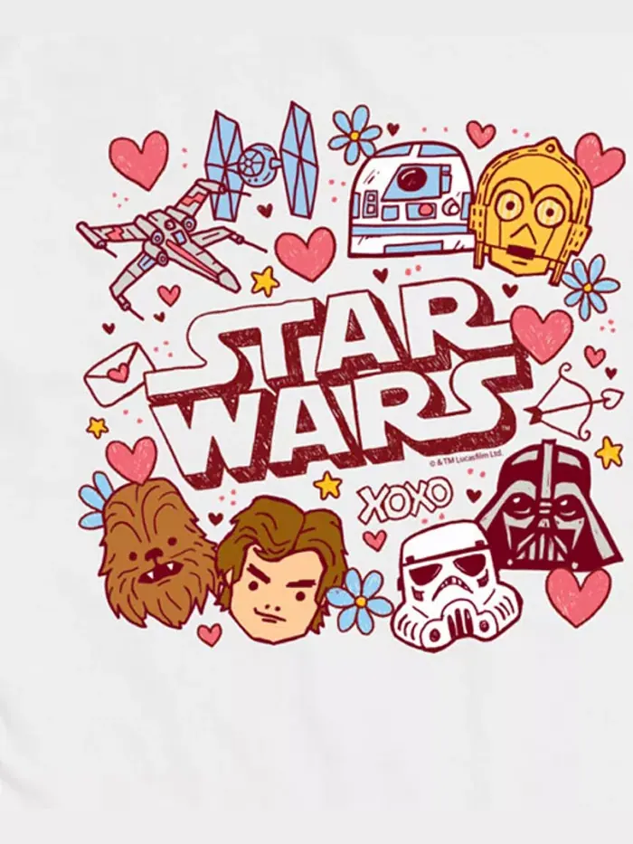 Мужская футболка Star Wars с коротким рукавом ко Дню святого Валентина Airwaves — изображение 3 из 3, белый