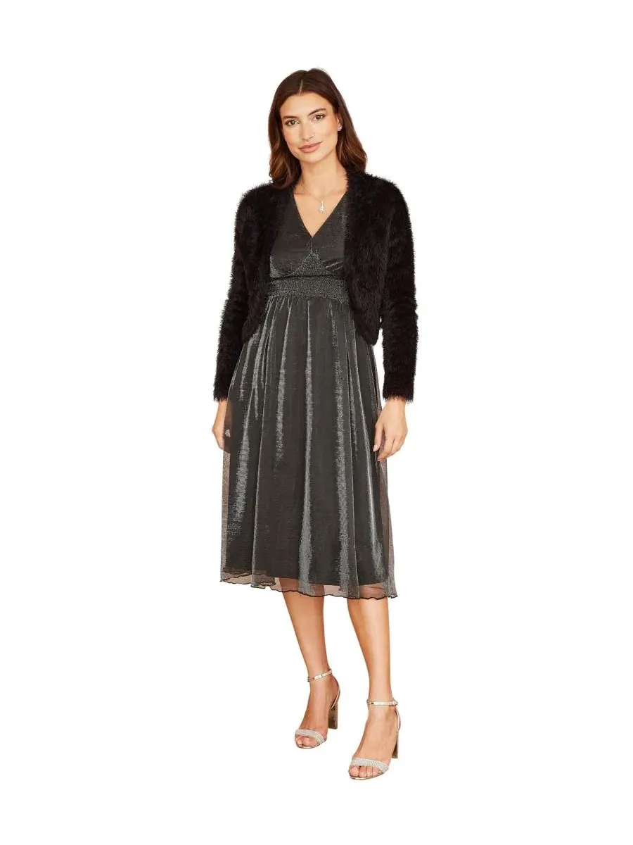 Женское вязаное болеро с рисунком ресниц Yumi — изображение 2 из 8, черный
