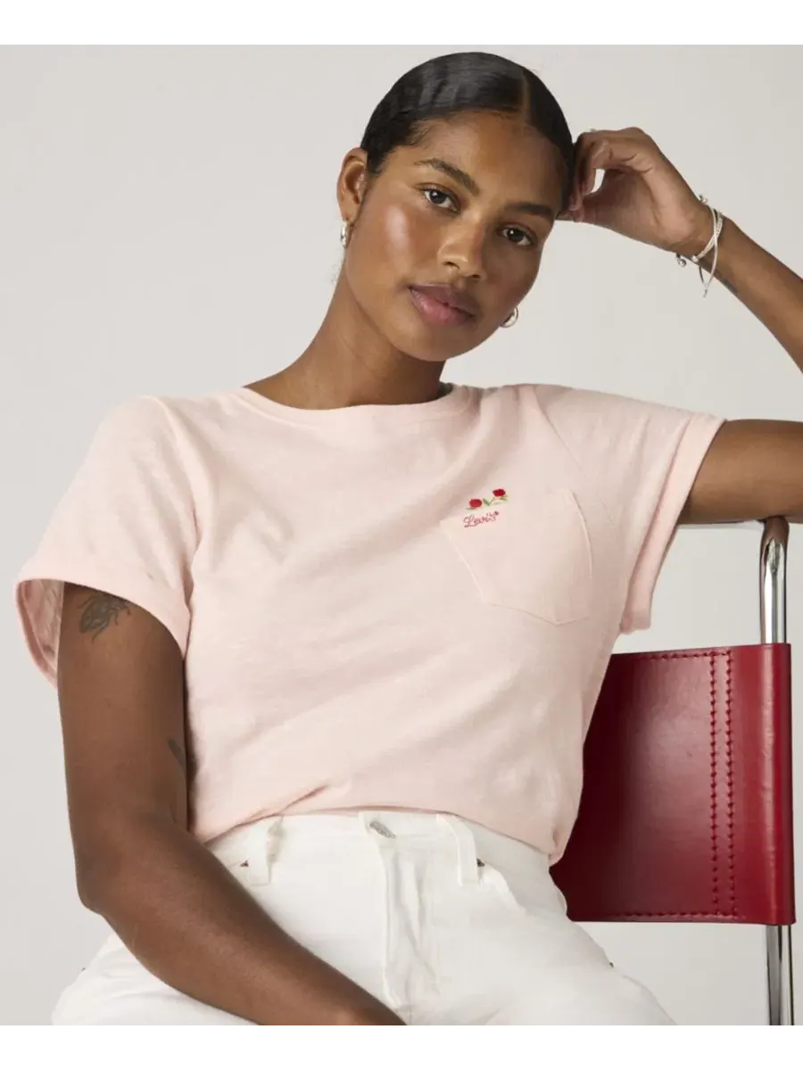 Футболка с графическим принтом, вышивкой и нагрудным карманом Julie Pocket Levi's — изображение 2 из 4, красный розовый