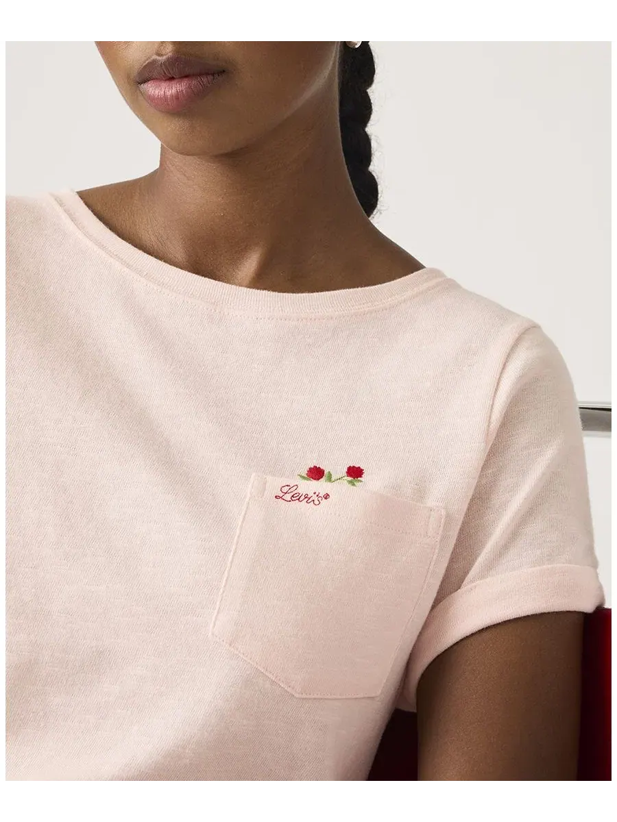 Футболка с графическим принтом, вышивкой и нагрудным карманом Julie Pocket Levi's — изображение 3 из 4, красный розовый