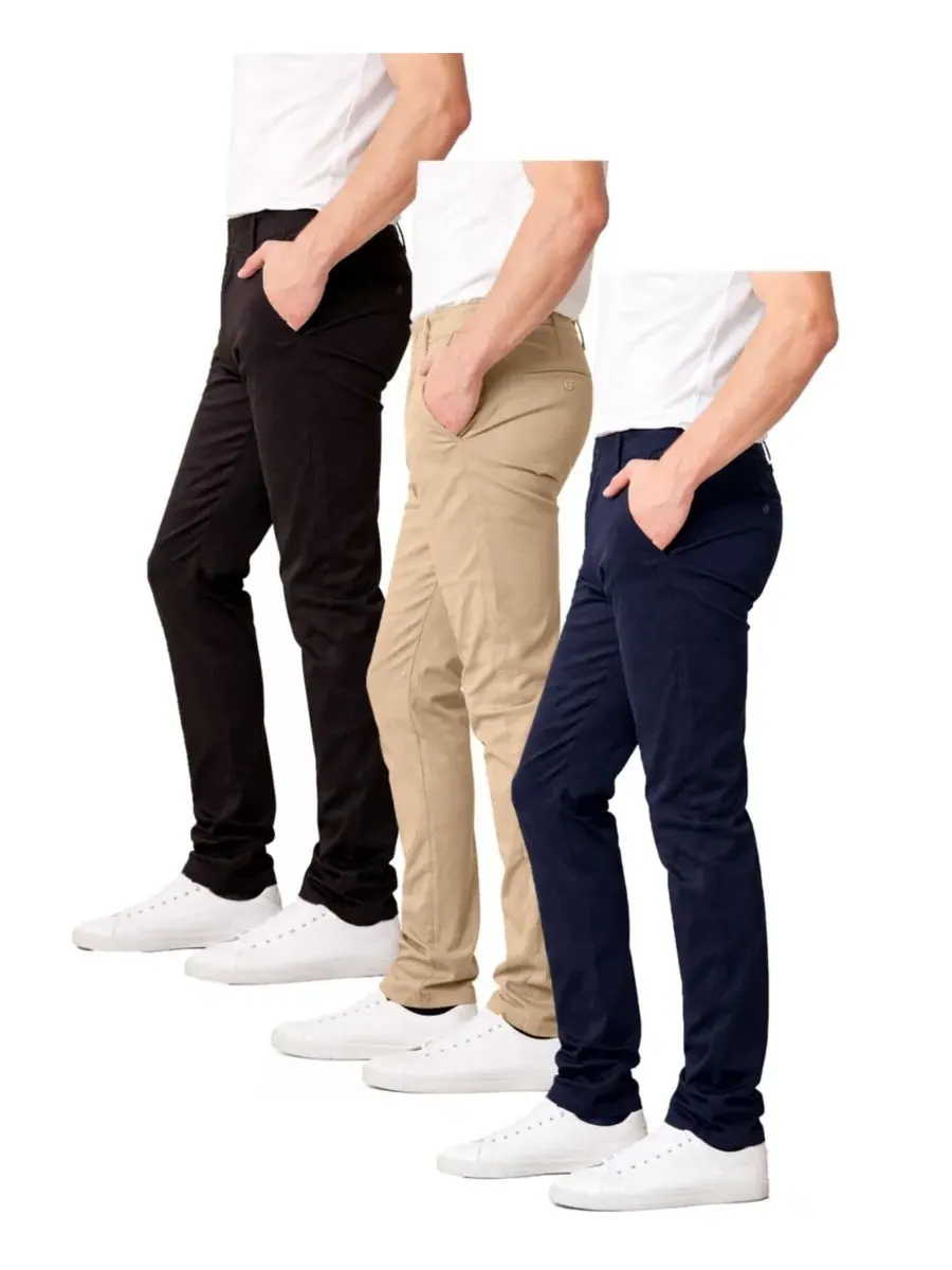 Мужские брюки-чиносы Super Stretch Slim-Fit, комплект из 3 штук Galaxy By Harvic — изображение 2 из 3