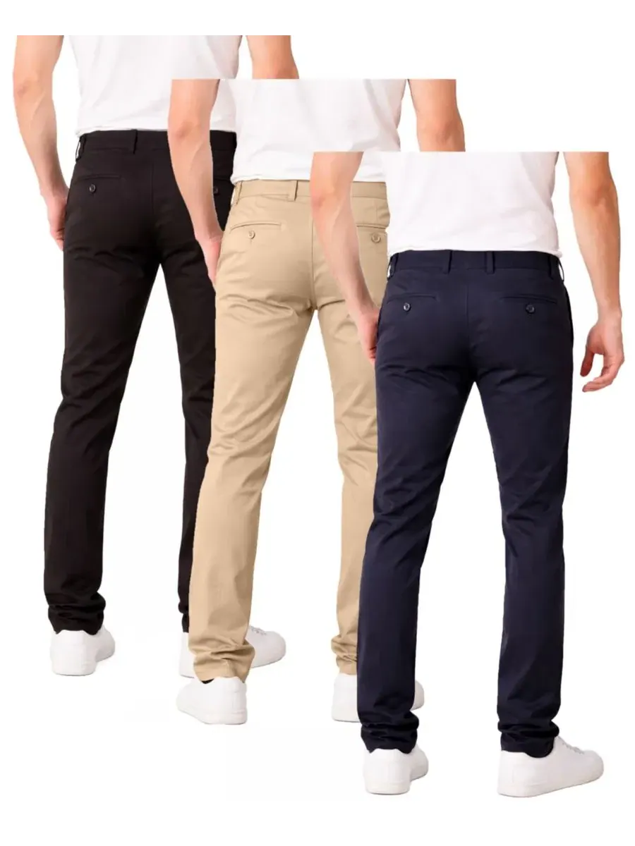 Мужские брюки-чиносы Super Stretch Slim-Fit, комплект из 3 штук Galaxy By Harvic — изображение 3 из 3