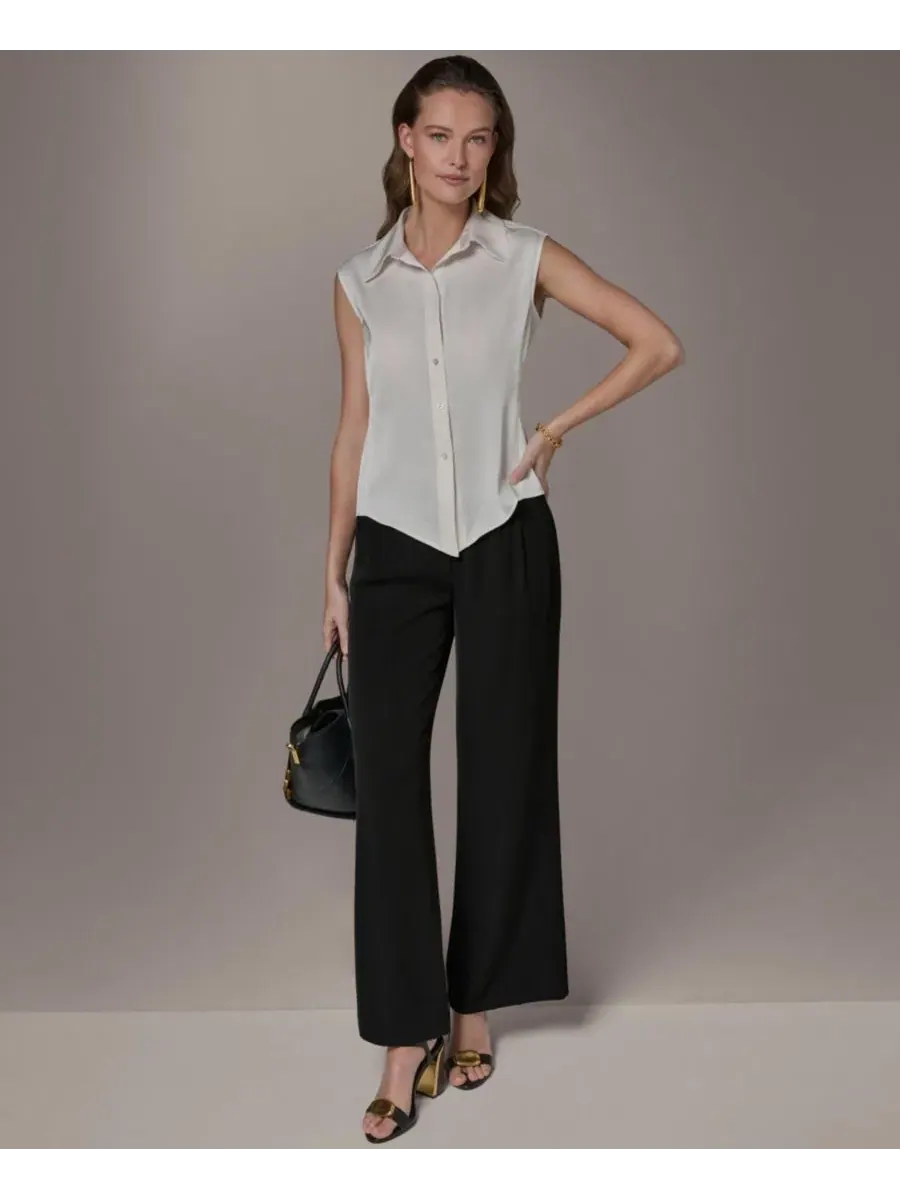 Рубашка на пуговицах для невысоких девушек Donna Karan New York — изображение 2 из 7, бежевый