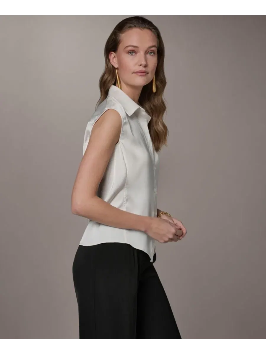 Рубашка на пуговицах для невысоких девушек Donna Karan New York — изображение 4 из 7, бежевый