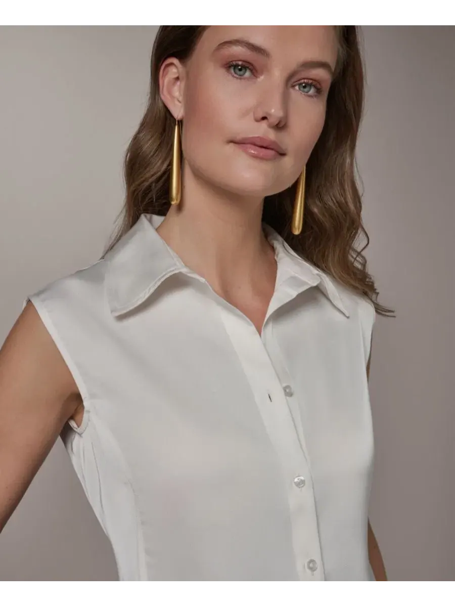 Рубашка на пуговицах для невысоких девушек Donna Karan New York — изображение 5 из 7, бежевый