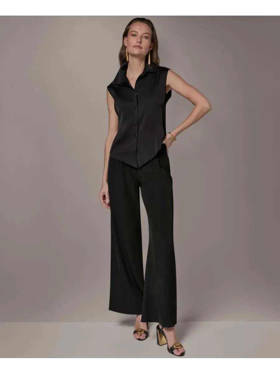 Рубашка на пуговицах для невысоких девушек Donna Karan New York — изображение 1 из 6, черный