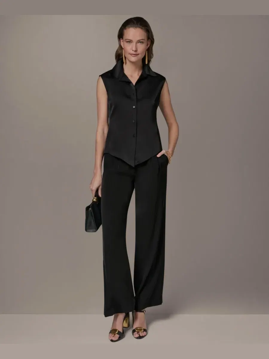 Рубашка на пуговицах для невысоких девушек Donna Karan New York — изображение 2 из 6, черный