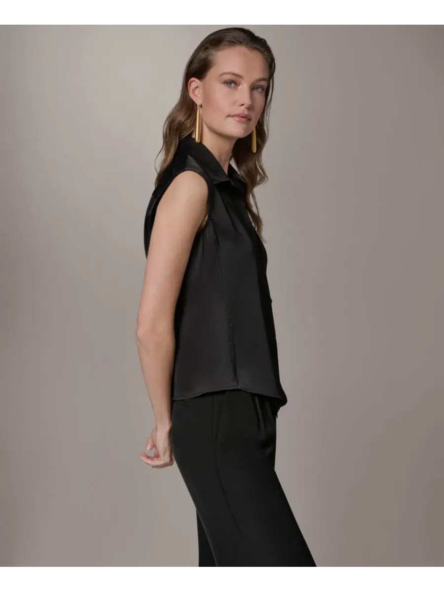 Рубашка на пуговицах для невысоких девушек Donna Karan New York — изображение 4 из 6, черный