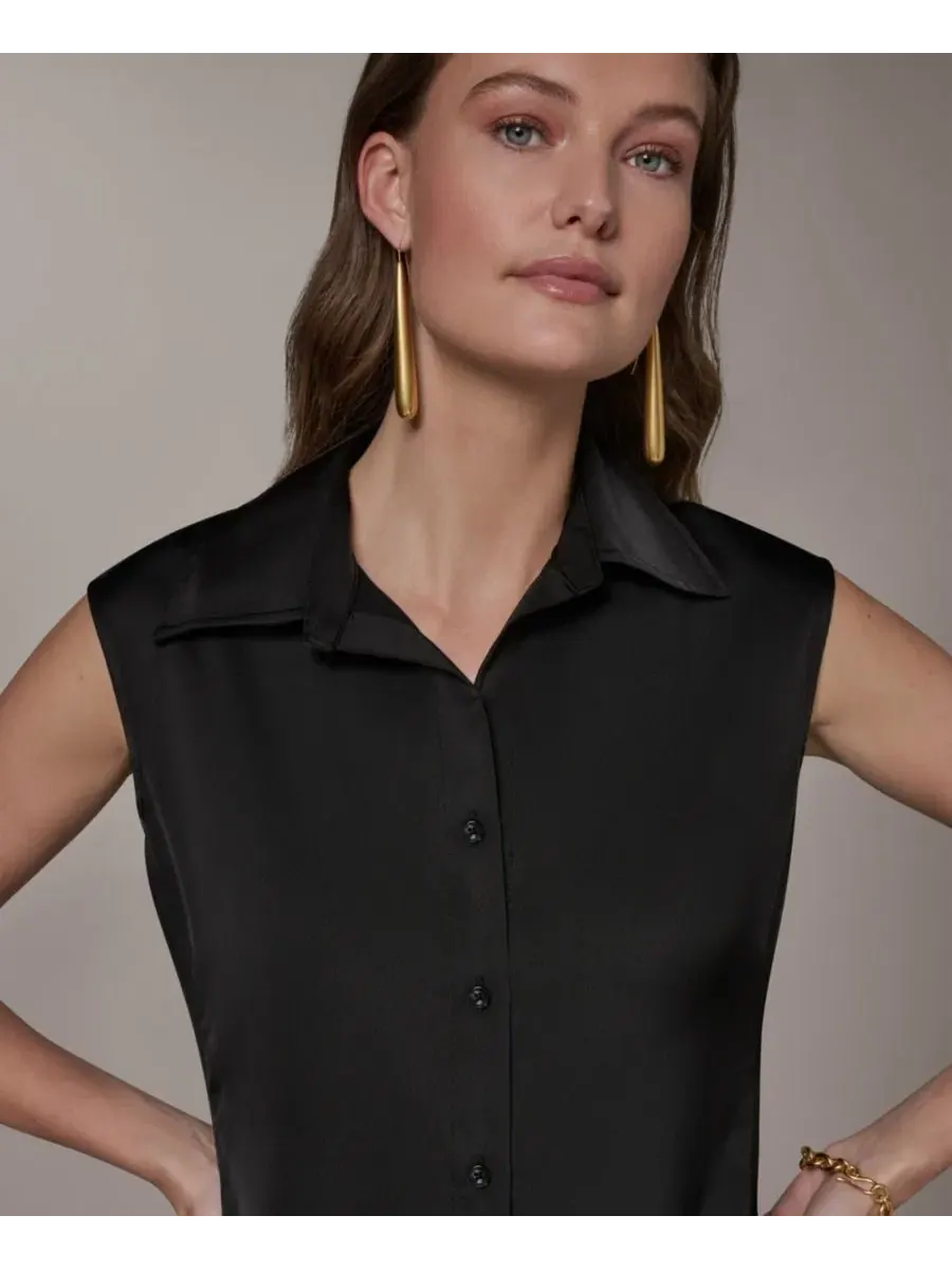 Рубашка на пуговицах для невысоких девушек Donna Karan New York — изображение 5 из 6, черный